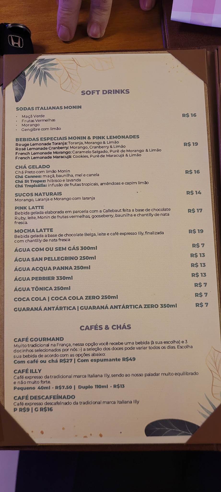 Lady Laura Atelier Esplanada cardápio