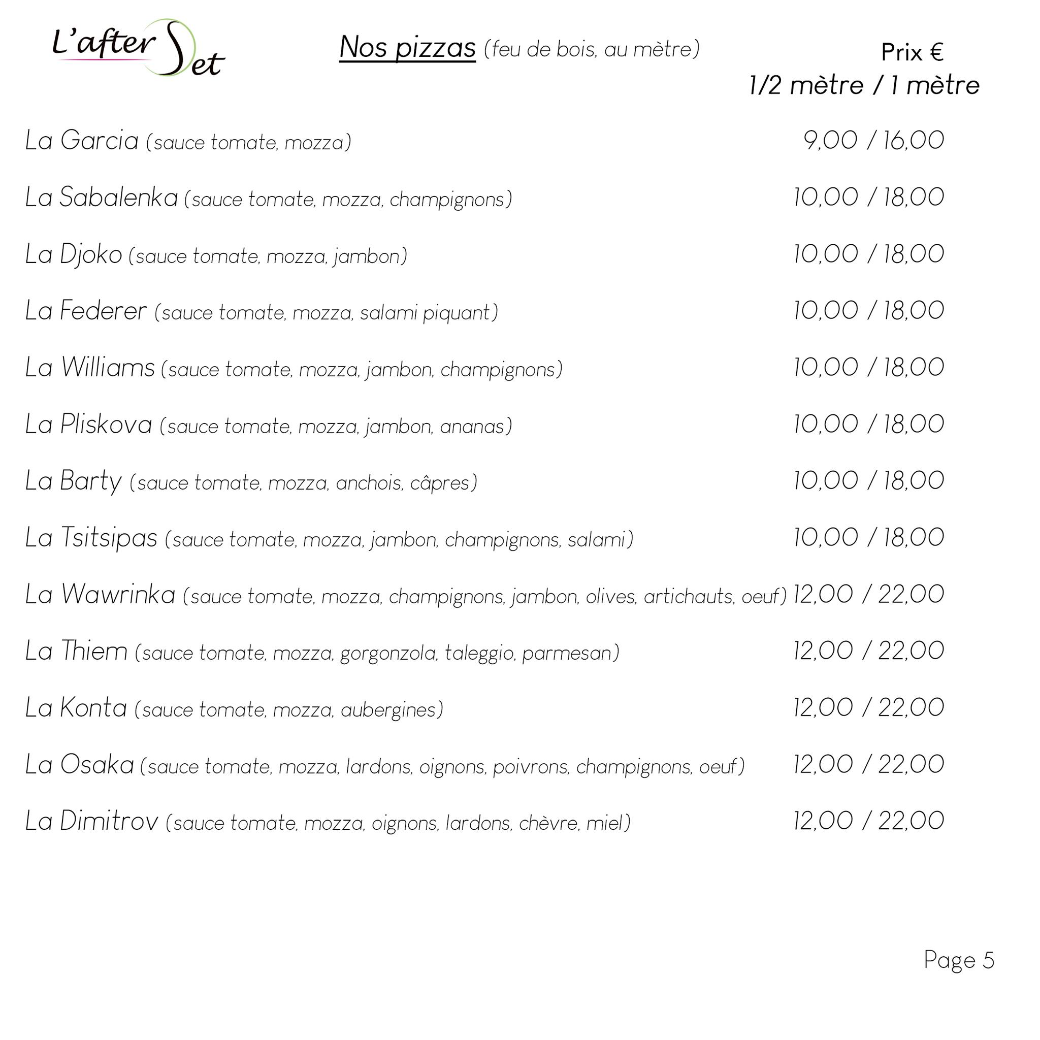 Menu de L'after Set