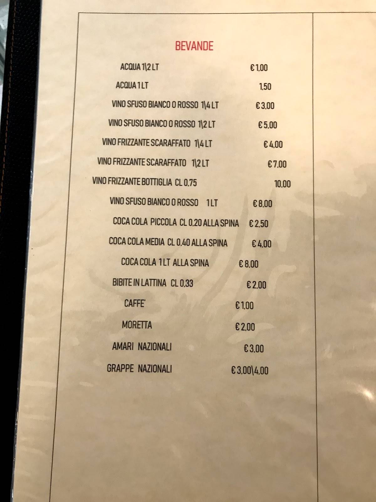 Menu di Ristorante Pantalin 