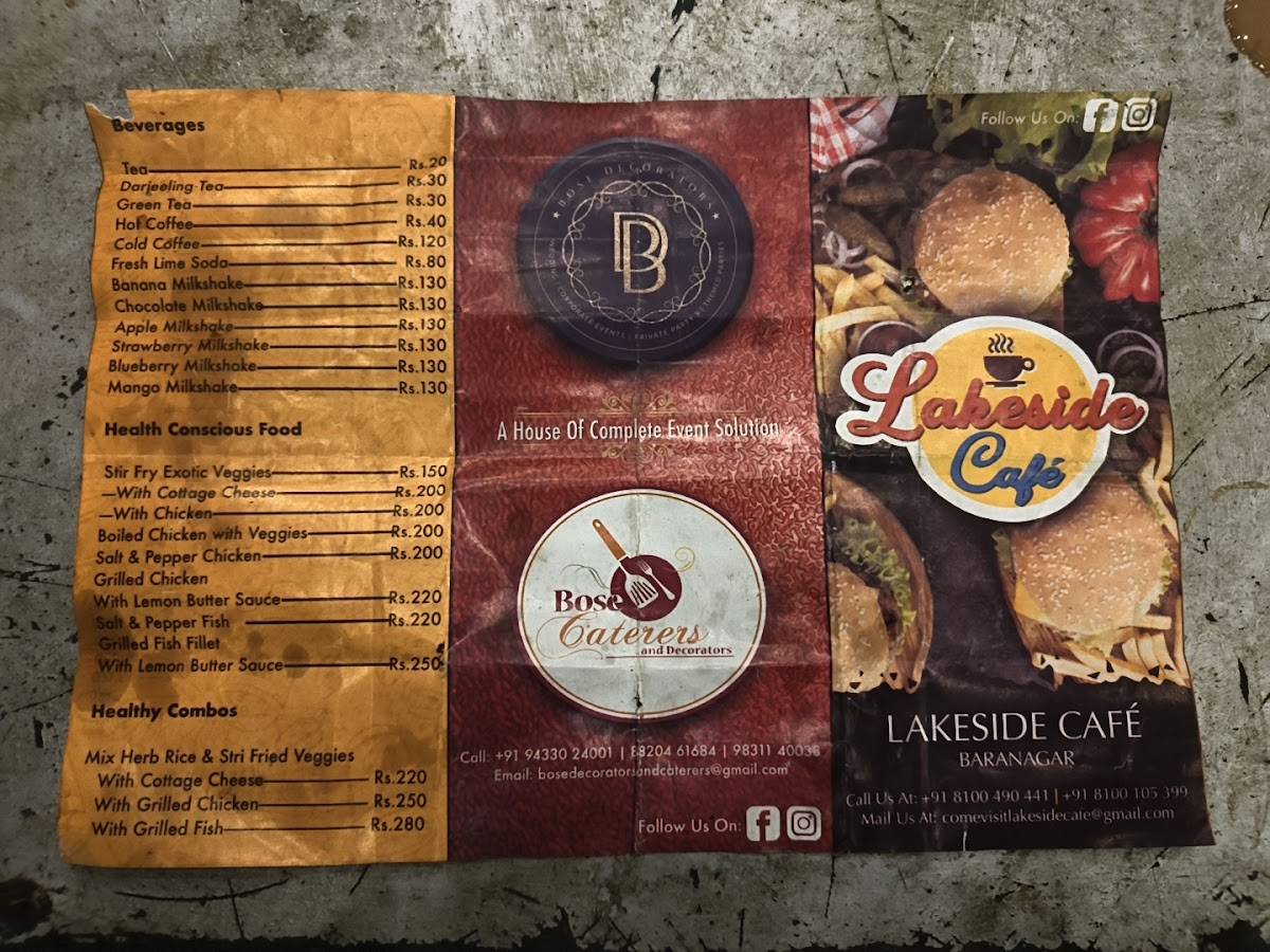 Lakeside Café menu