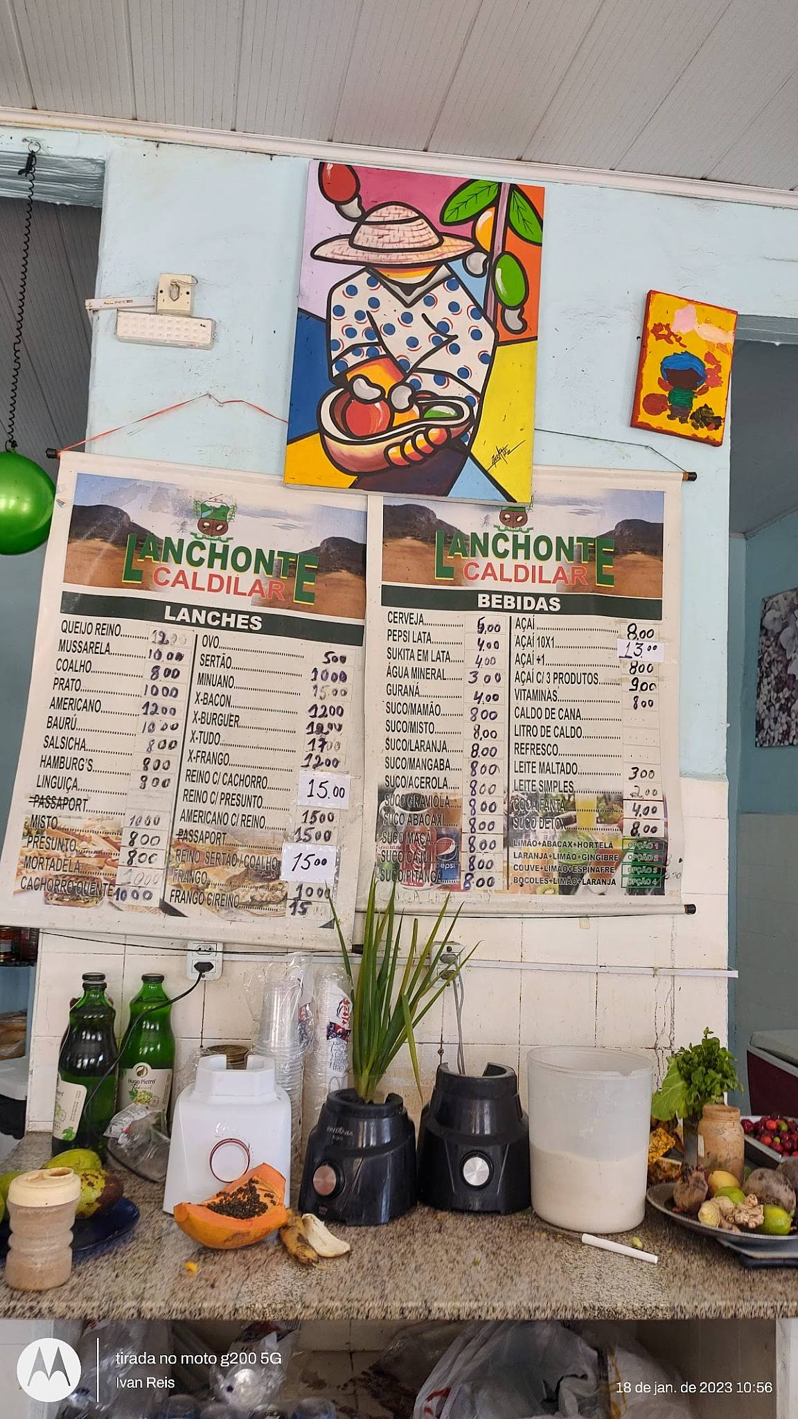 Lanchonete Caldilar - Seu Moacir cardápio