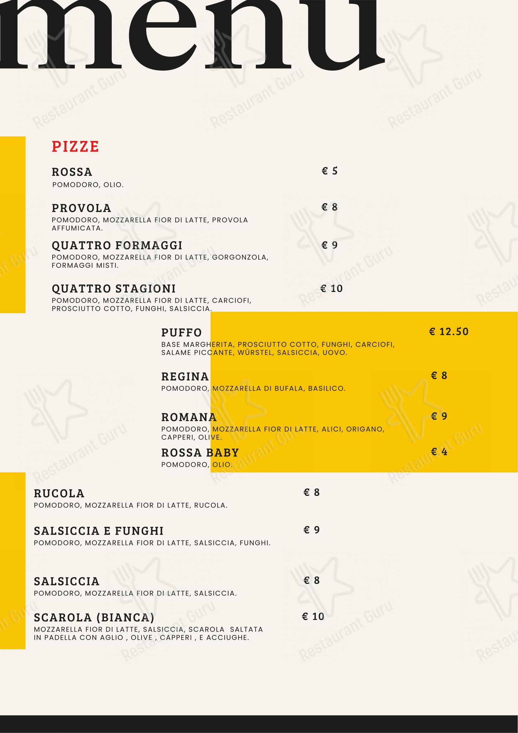 Menu per L'angolo di Vince ristorante