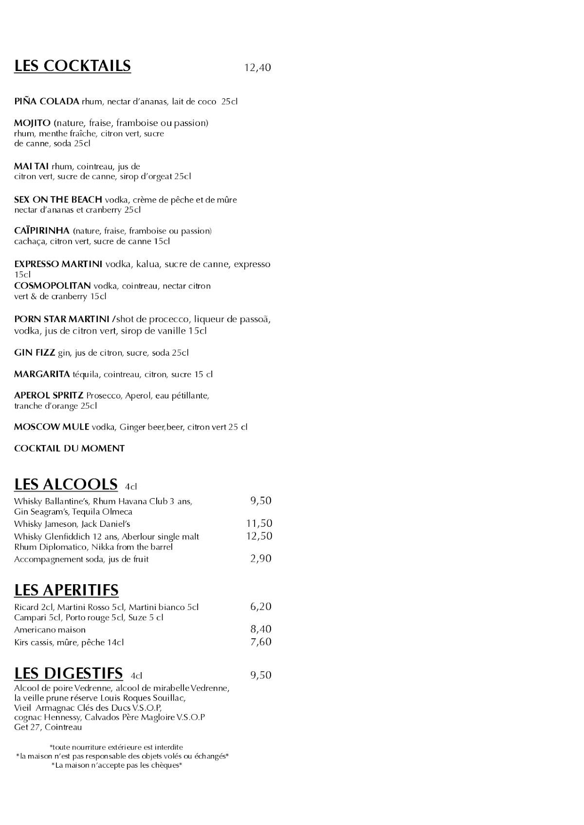 Menu de 99 Café