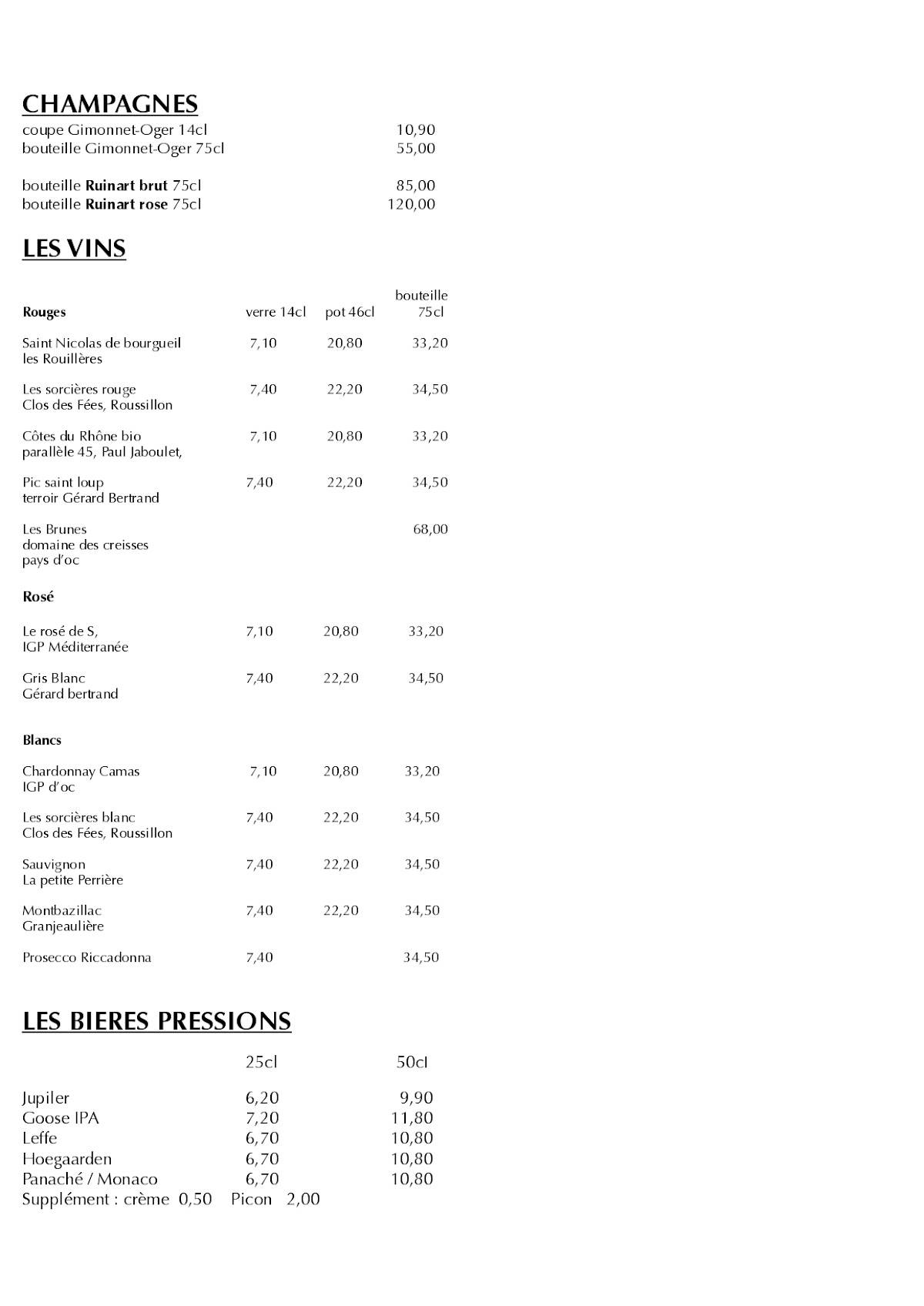 Menu de 99 Café