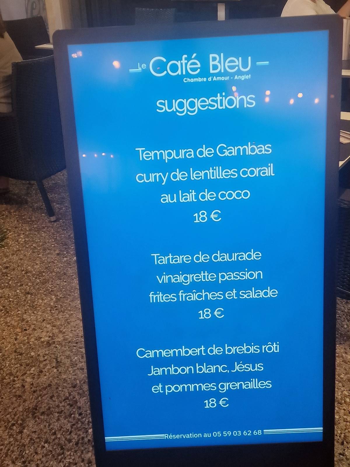 Menu de Restaurant Café Bleu Anglet