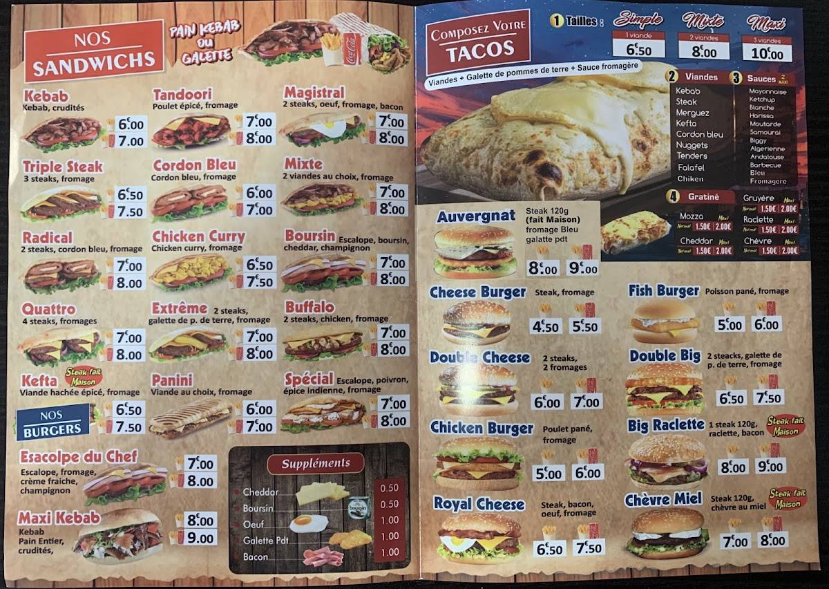 Menu de Le Délice