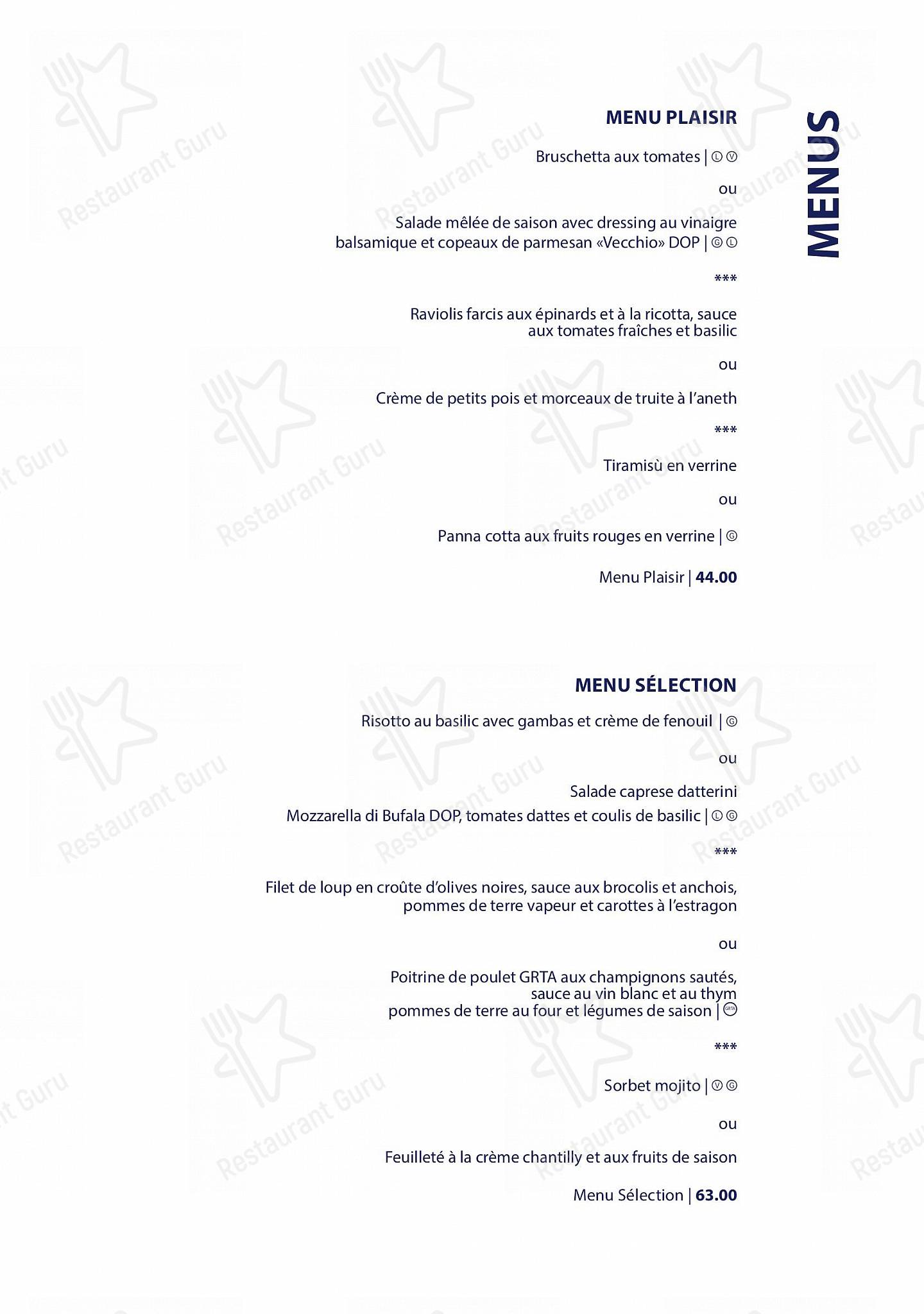 Restaurant Le Lacustre in Ginevra - Menu