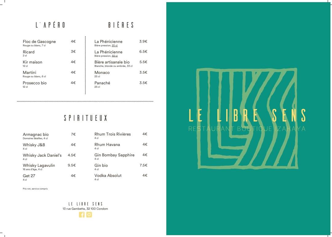 Menu de Le Libre Sens