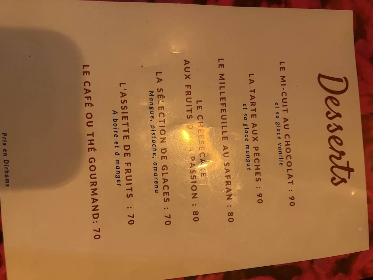 Menu de Le Limonadier
