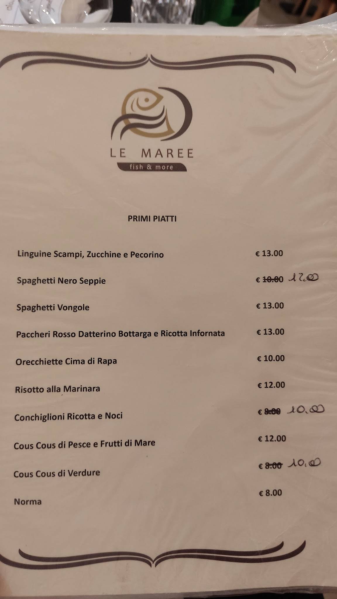 Menu di RISTORANTE LE MAREE 