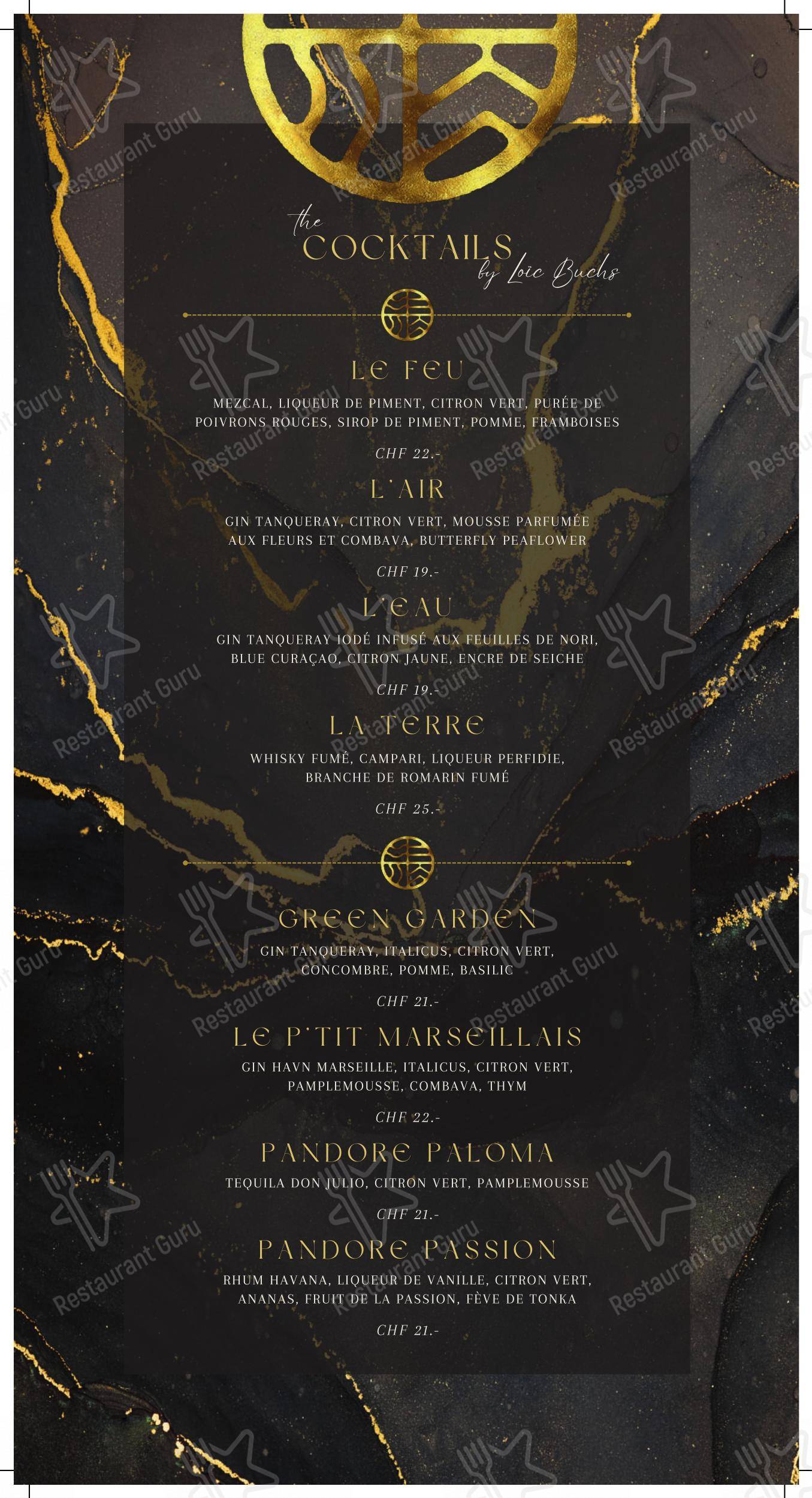 Le Pandore dans Genève - Menu bar