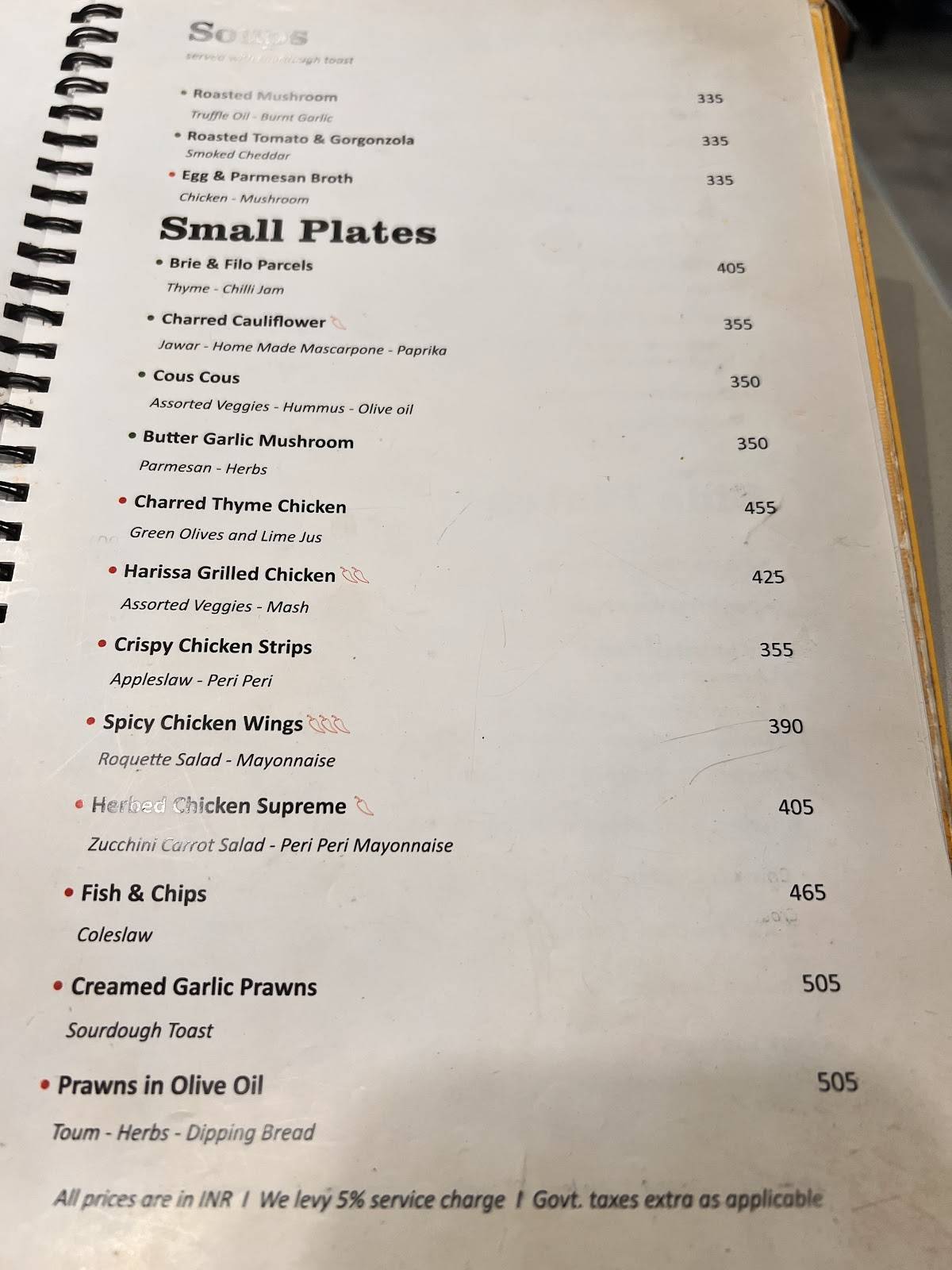 Le Plaisir menu