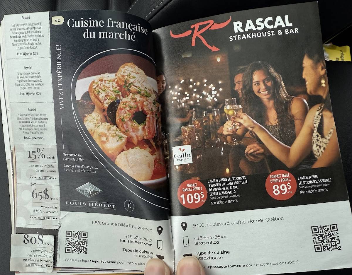 Menu de Le Rascal - Restaurant Steakhouse