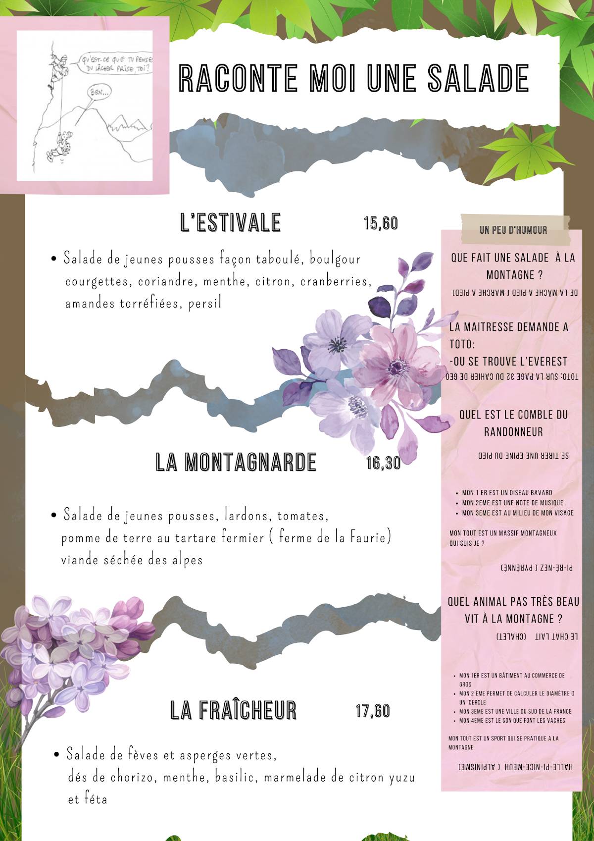 Menu de Restaurant La Grange