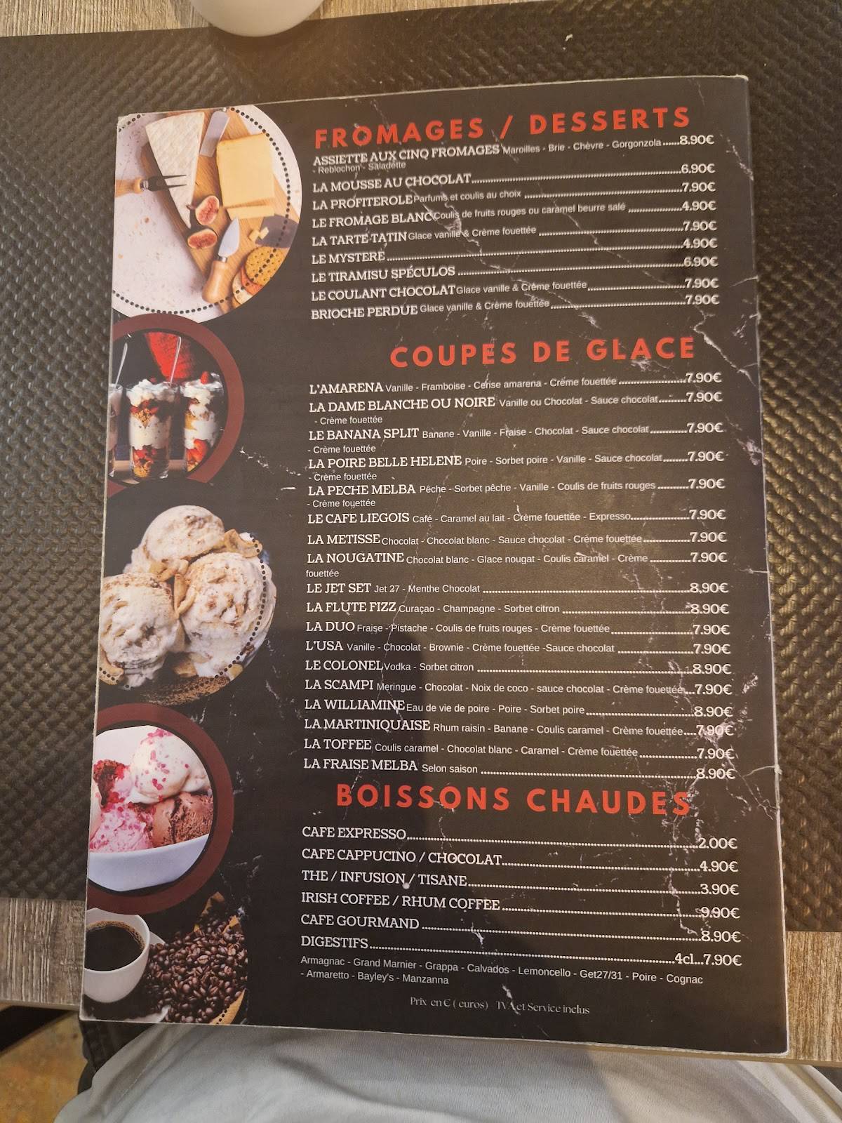 Menu de Le Scampi