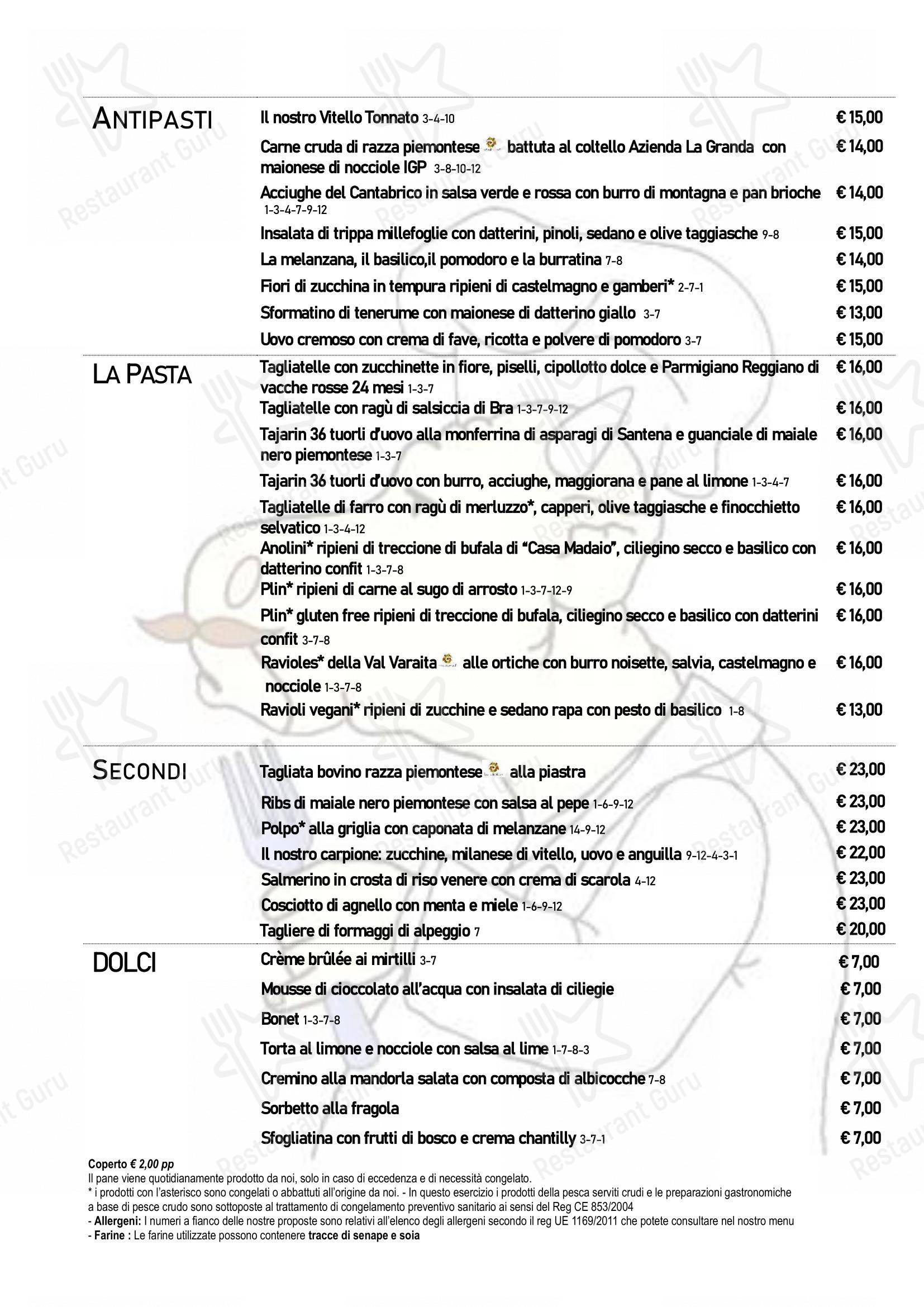 Le Vitel Etonné in Torino - Menu bar