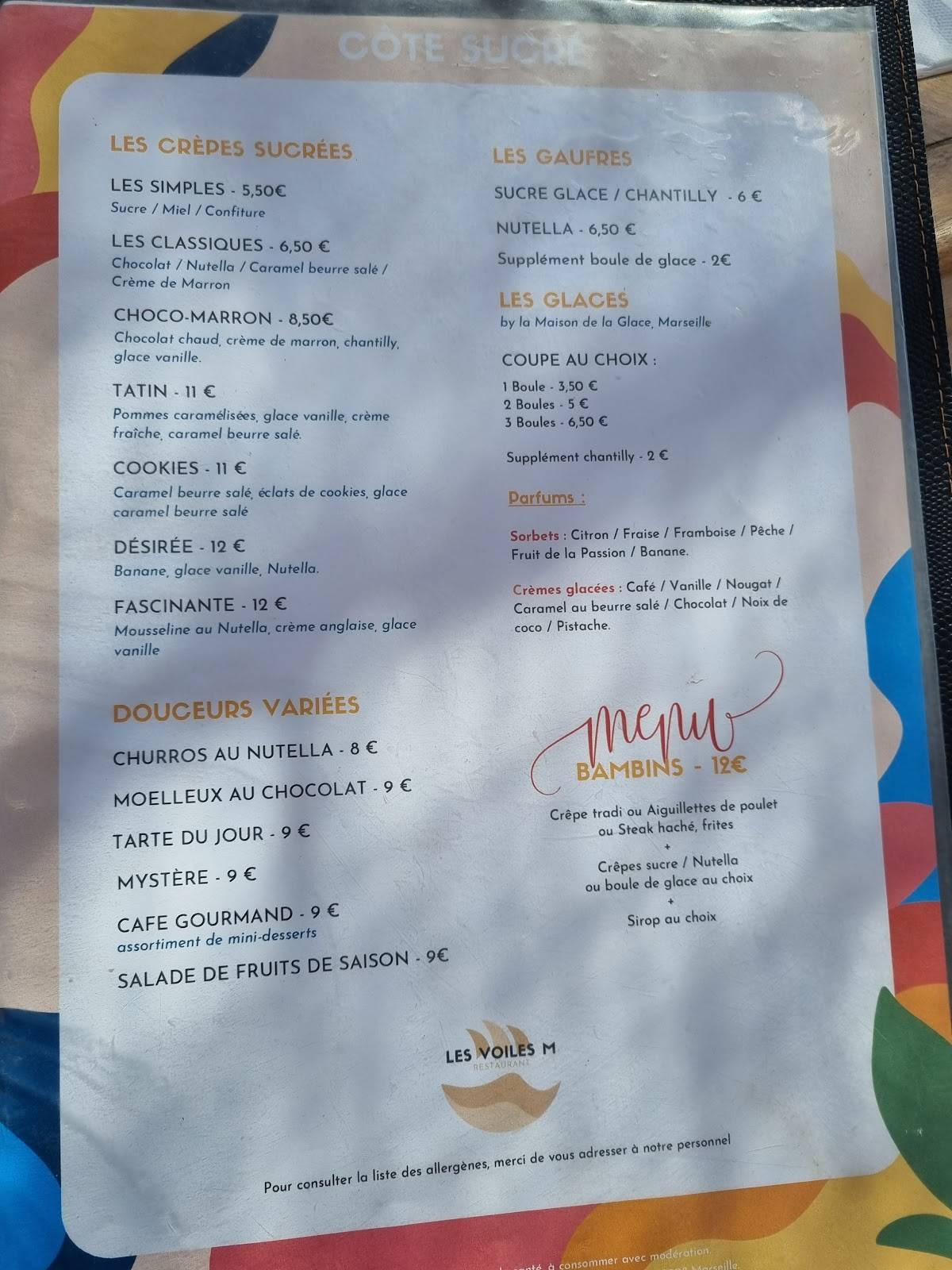 Menu de Les voiles M