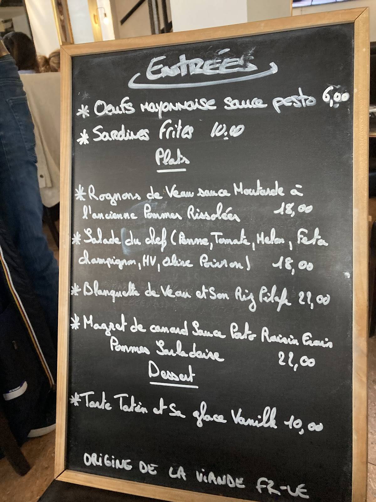Menu de L'intermittent