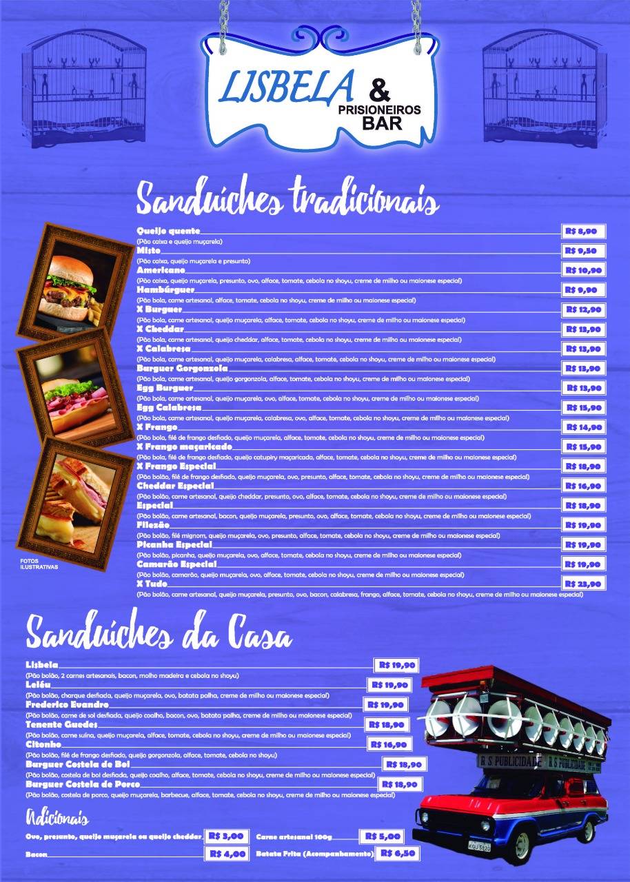 Menu at Lisbela e Prisioneiros Bar, Recife