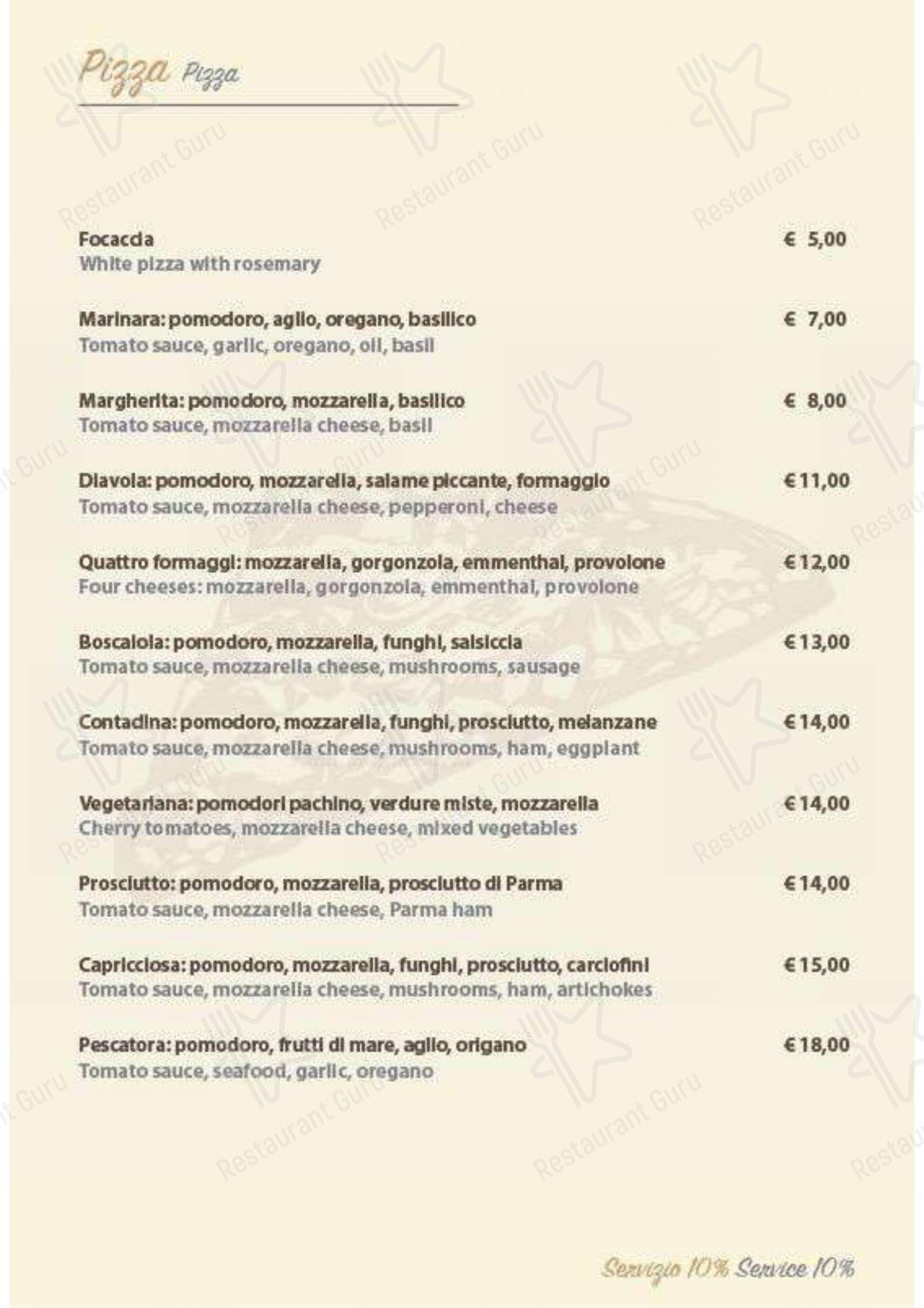 Menu pour Locanda Giulietta e Romeo dans Rome