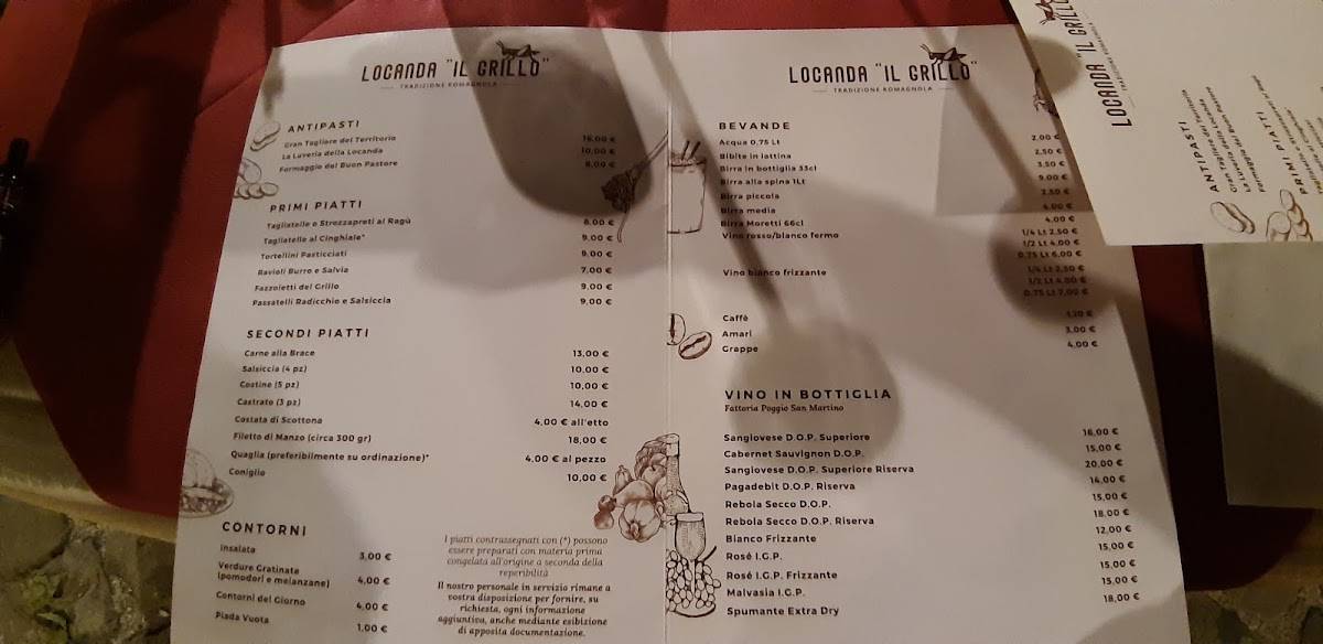 Menu di Locanda Il Grillo 