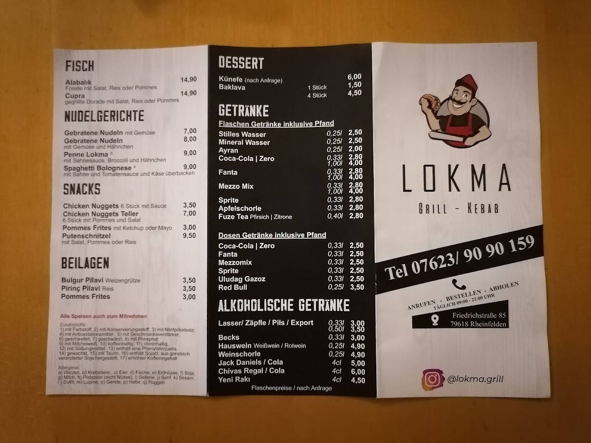 Speisekarte von Lokma GrillKebab restaurant, Rheinfelden (Baden)