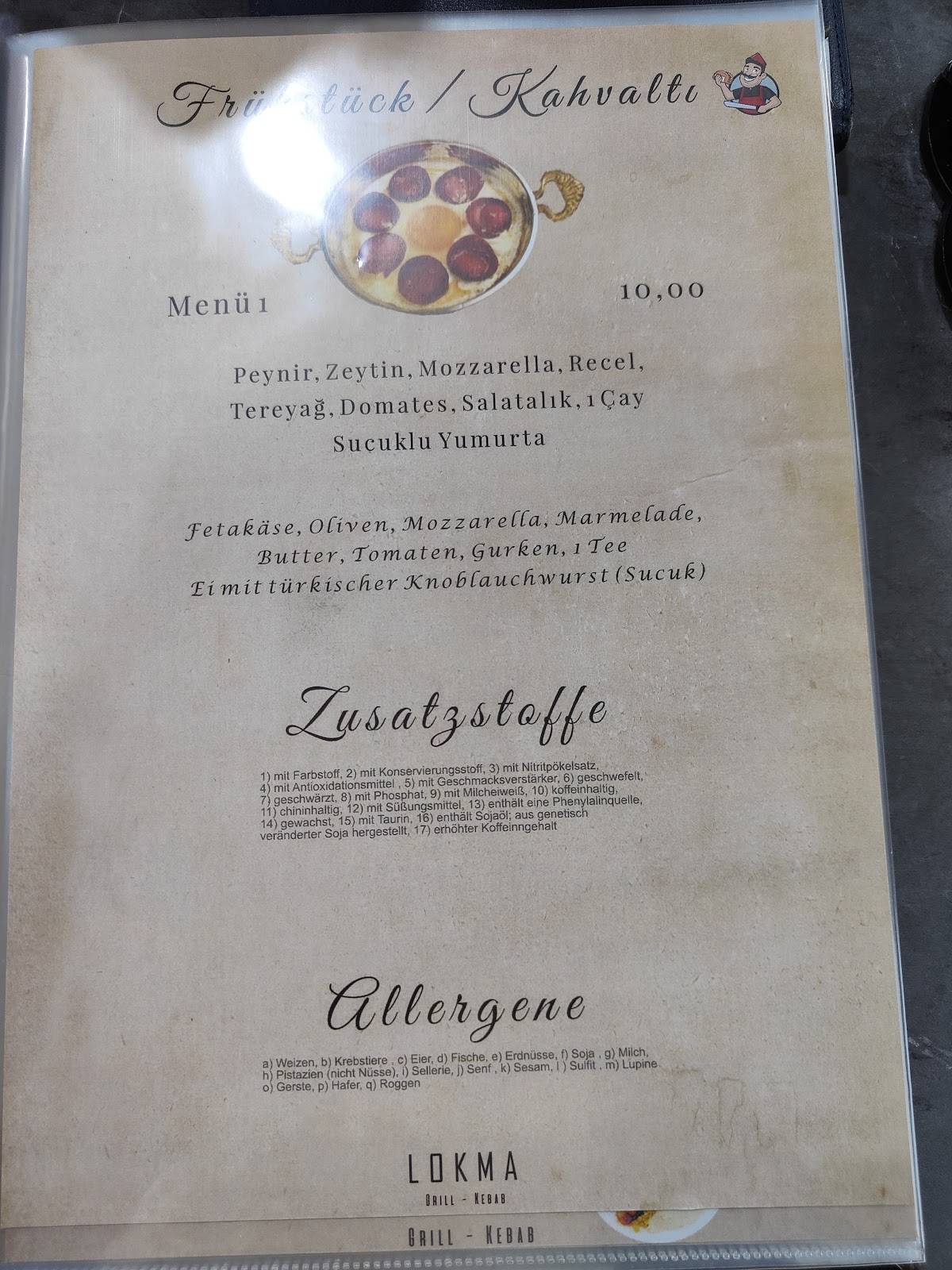 Menu at Lokma GrillKebab restaurant, Rheinfelden