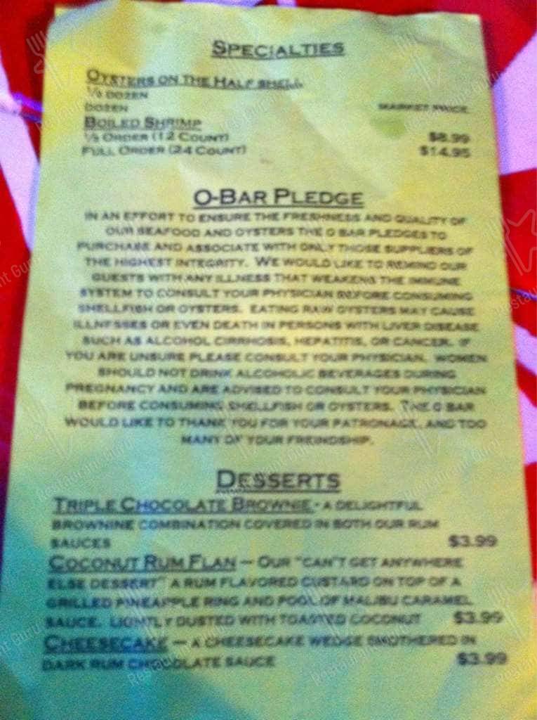 Menu at Lone Star Oyster Bar, Lubbock, 34th St