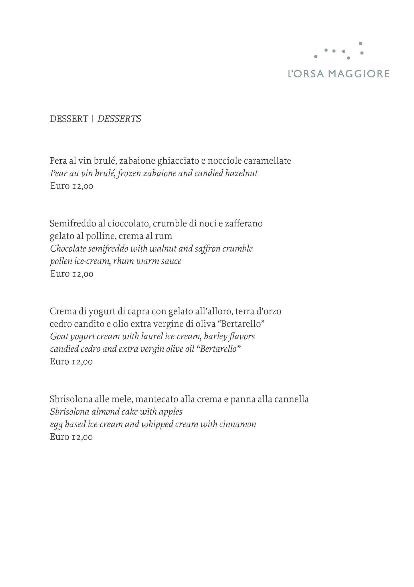 Menu di L'orsa Maggiore 
