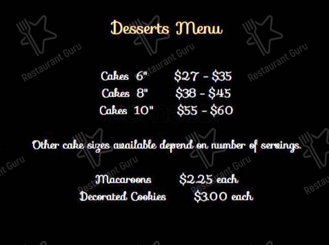 Menu de Louis XIV Cake Boutique