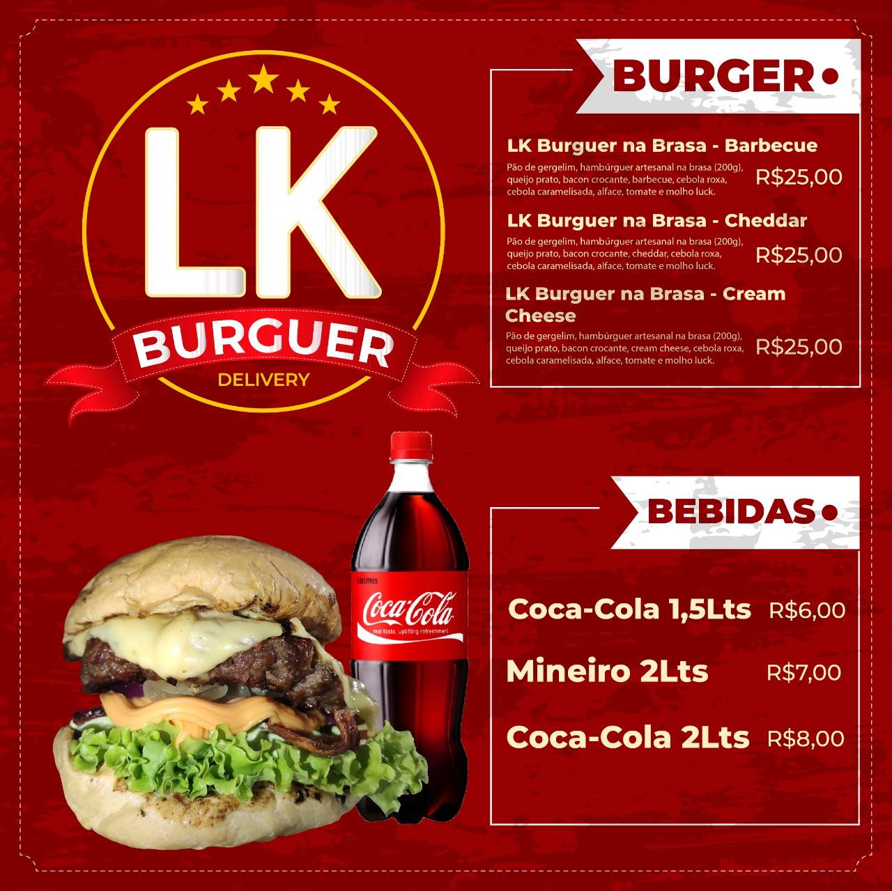 LK BURGER cardápio