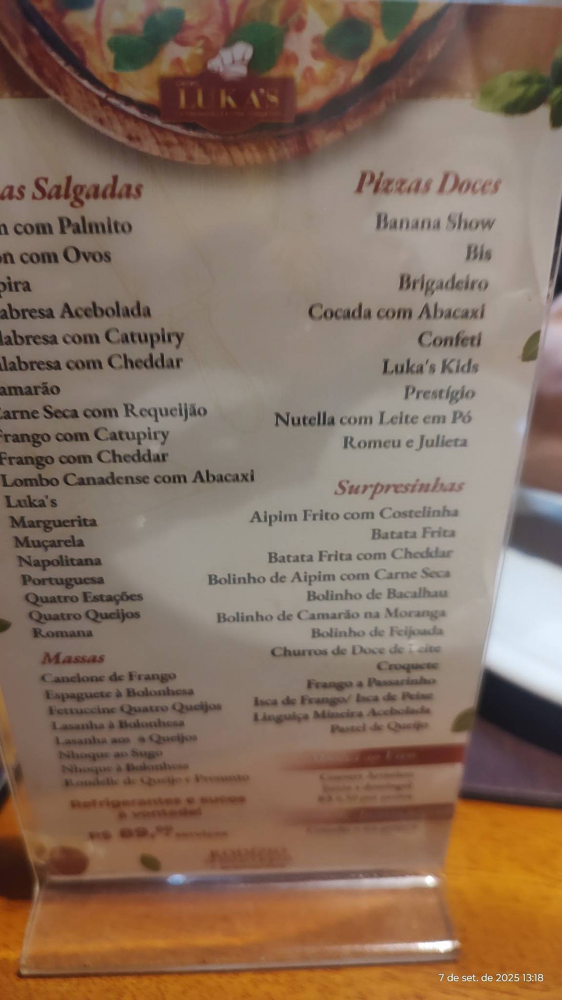 Luka's Bingen - Pizzaria e Churrascaria cardápio