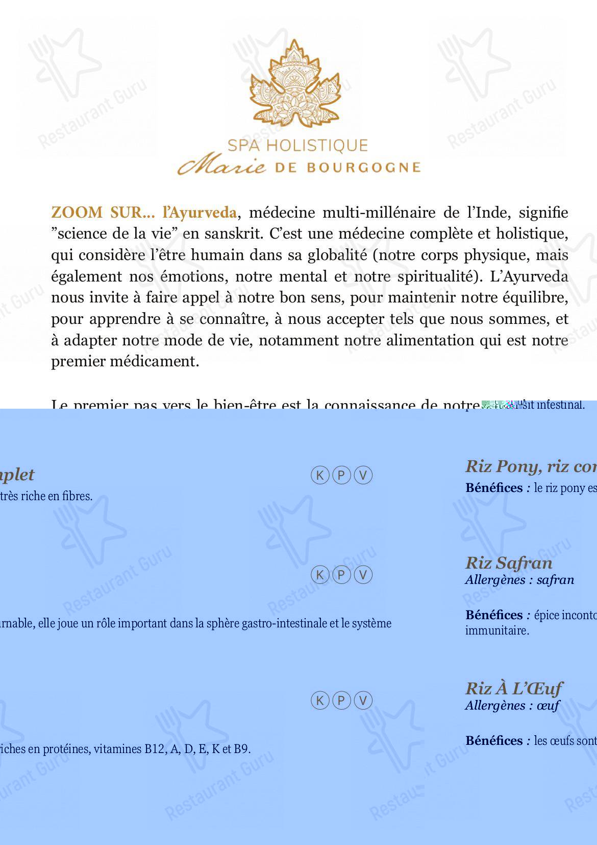 Menu pour LunchBox, salle à manger végétarienne ayurvédique restaurant