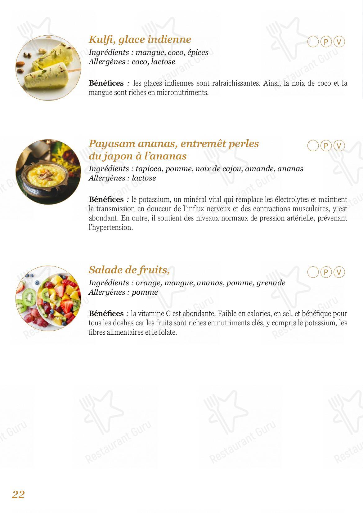 Menu pour LunchBox, salle à manger végétarienne ayurvédique restaurant