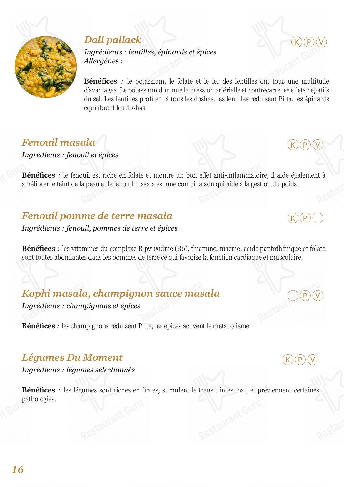 LunchBox, salle à manger végétarienne ayurvédique dans Beaune - Menu