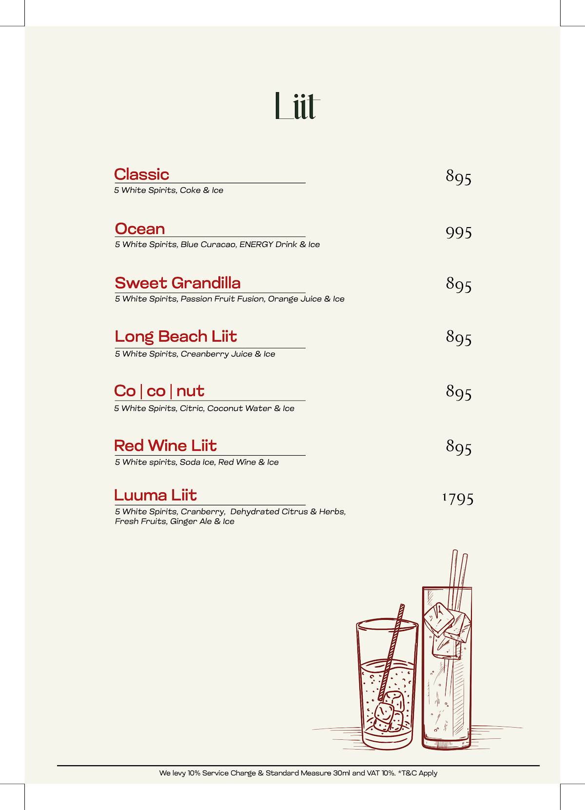 Luuma House menu