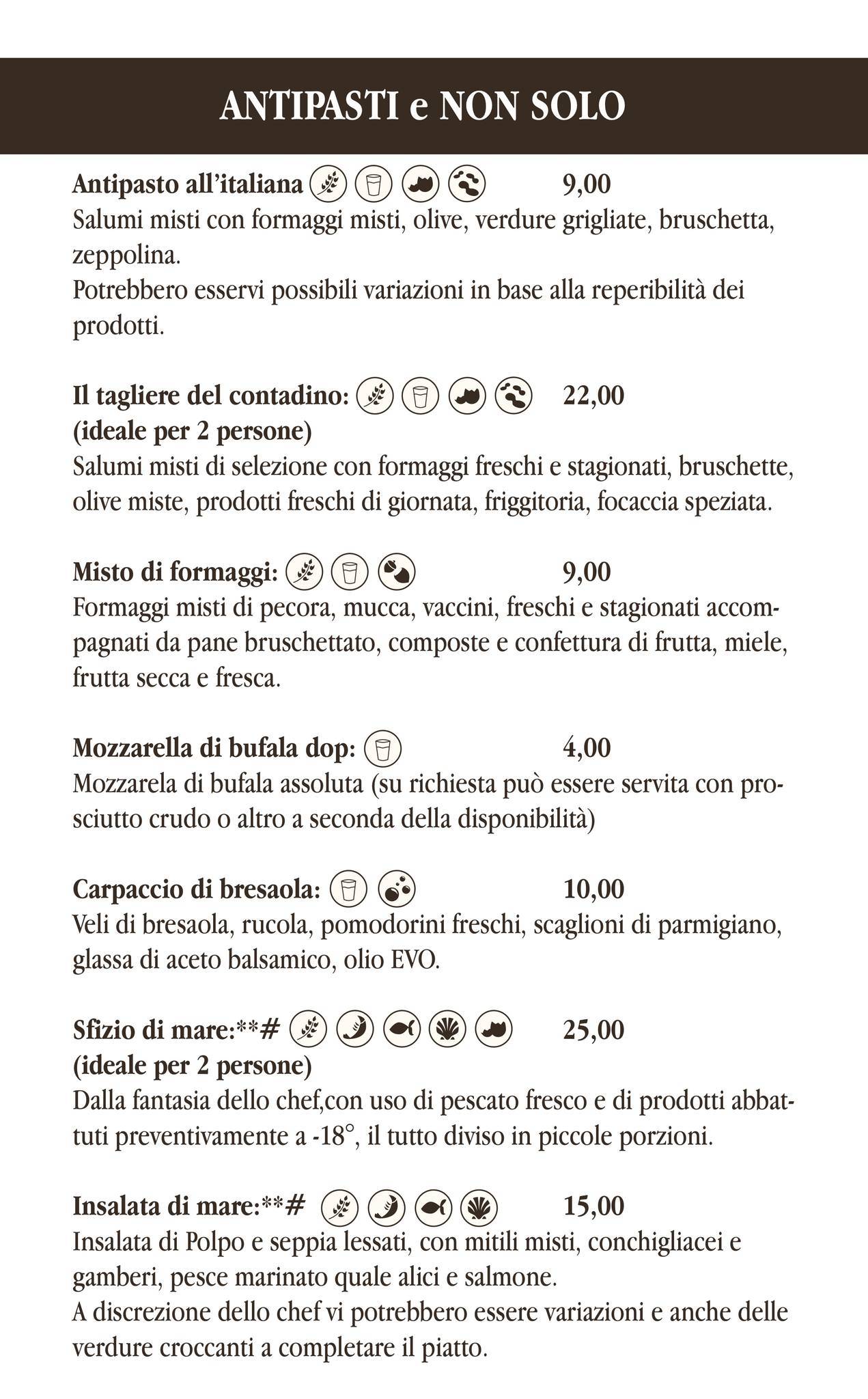 Menu di Magic Garden Tonziello 