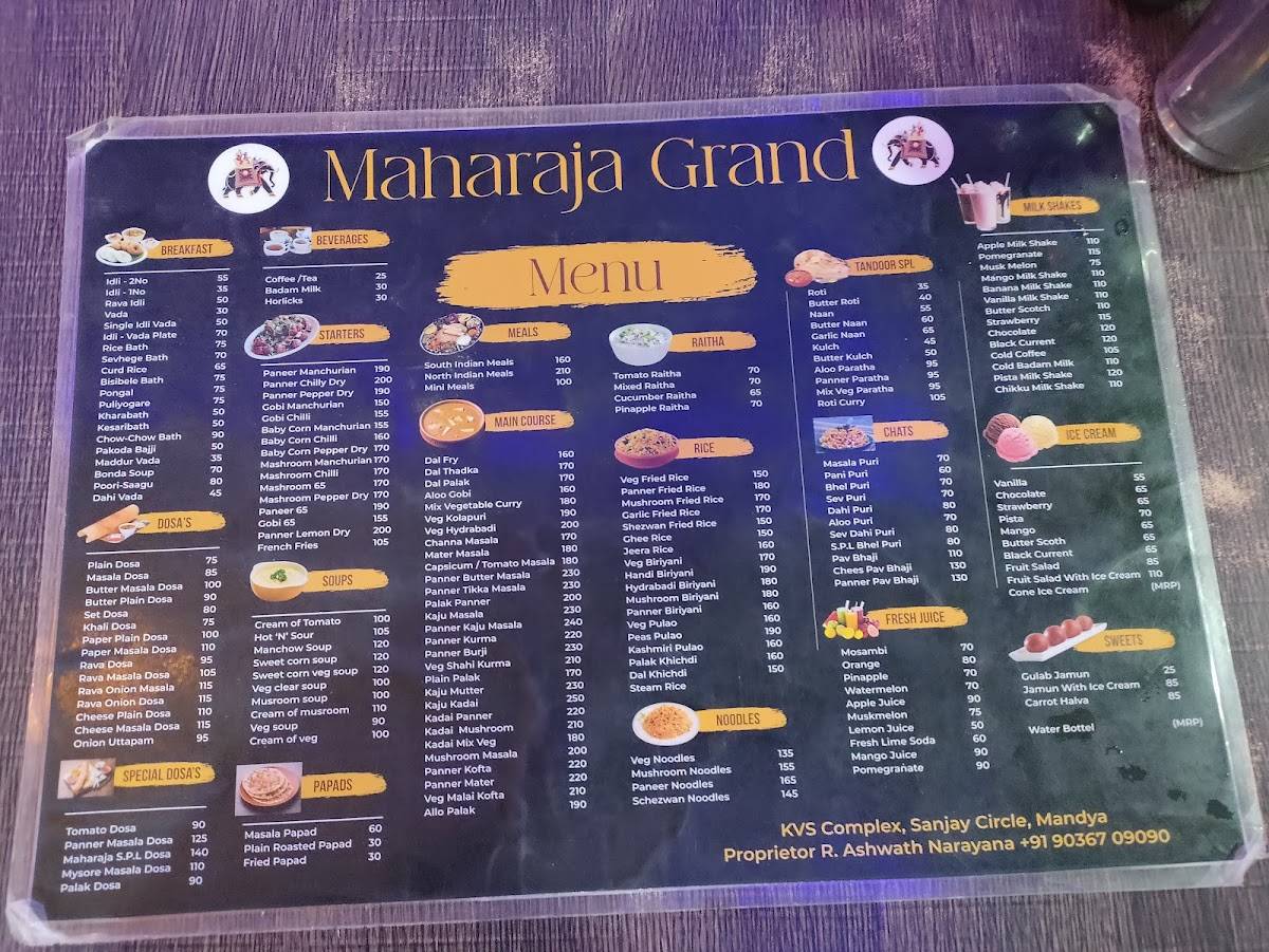 MAHARAJA GRAND PURE VEG menu