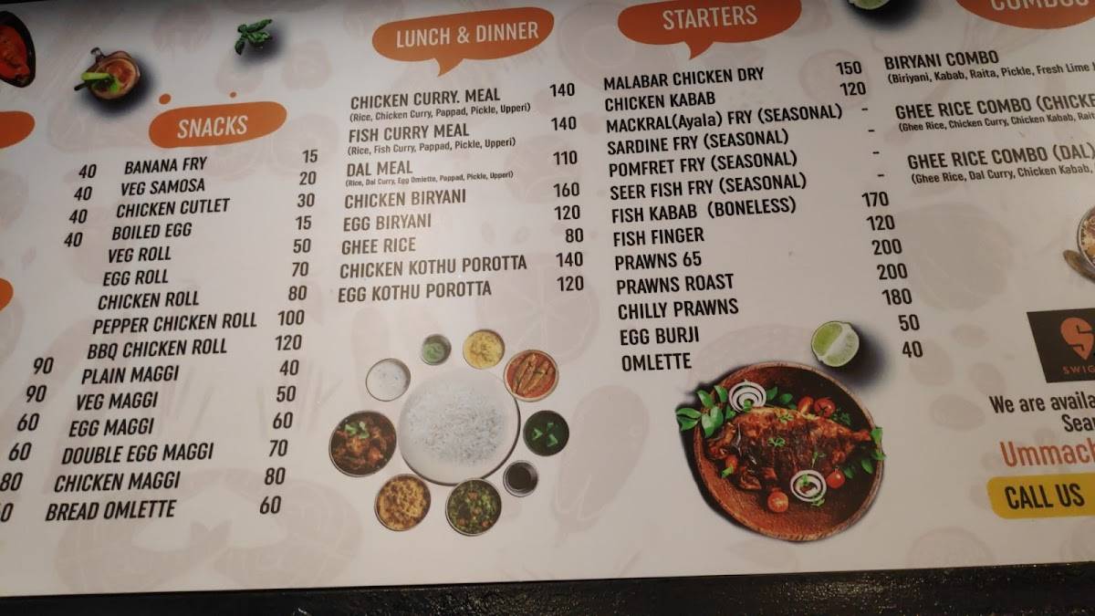 MALABAR RESTAURANT & CAFE menu