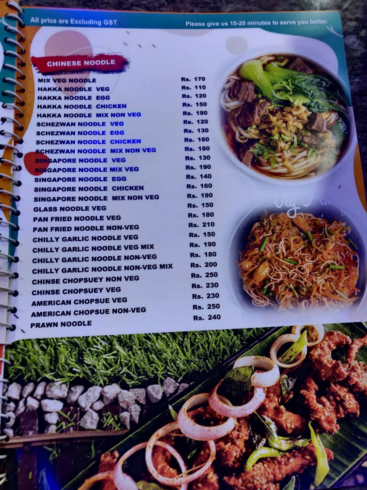 MYNA'S LIVE KITCHEN menu