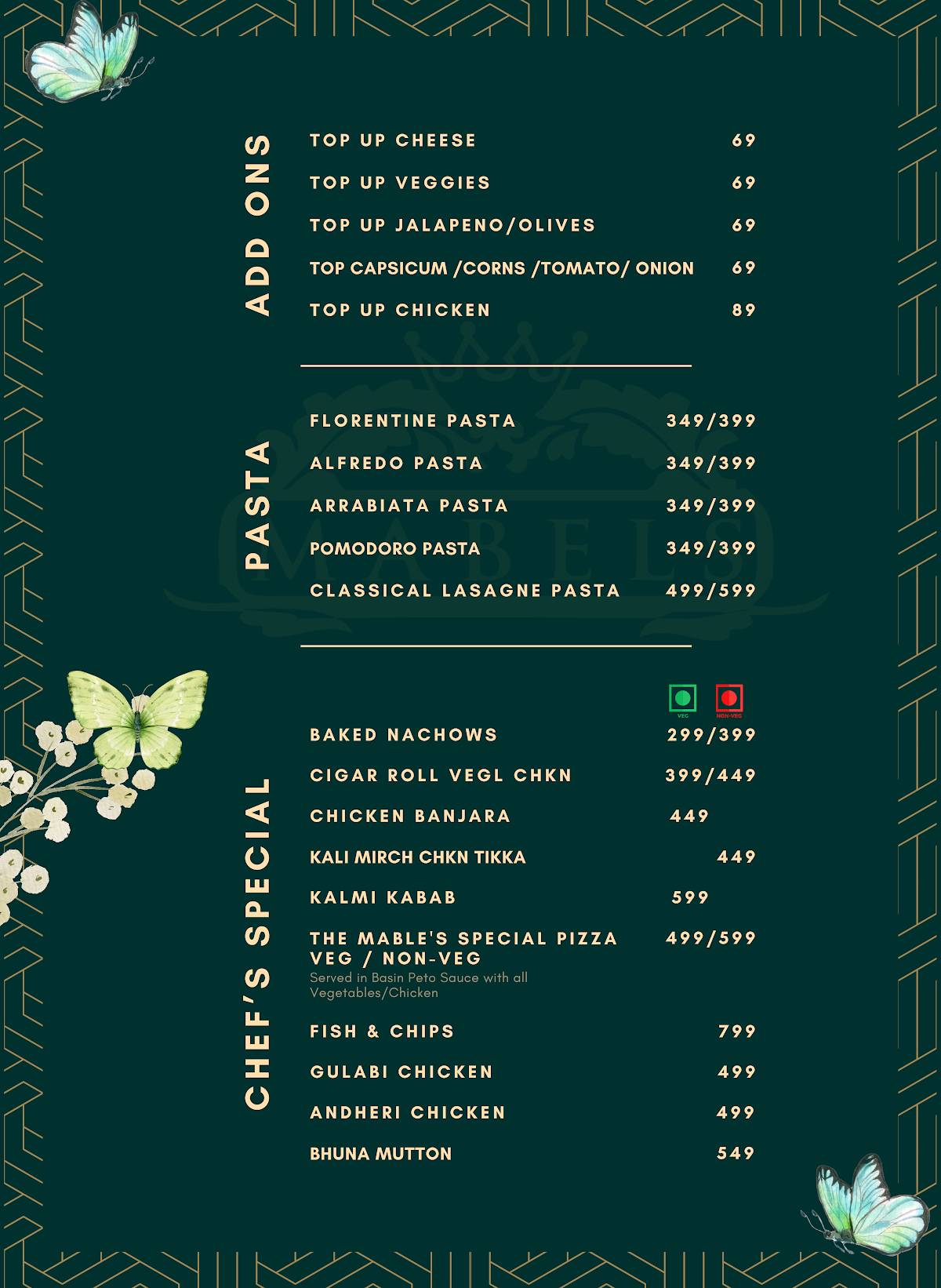Mabels menu
