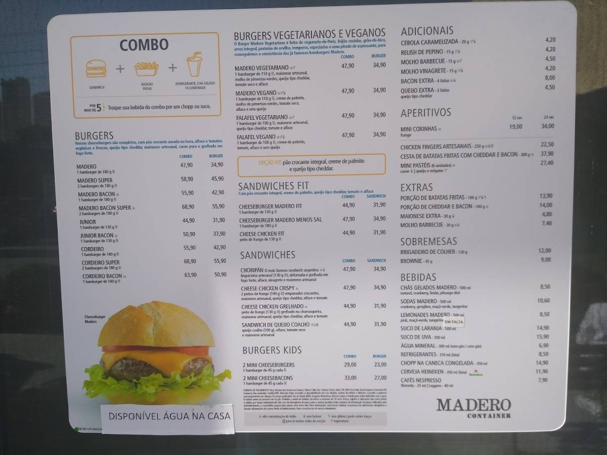 Madero Container cardápio