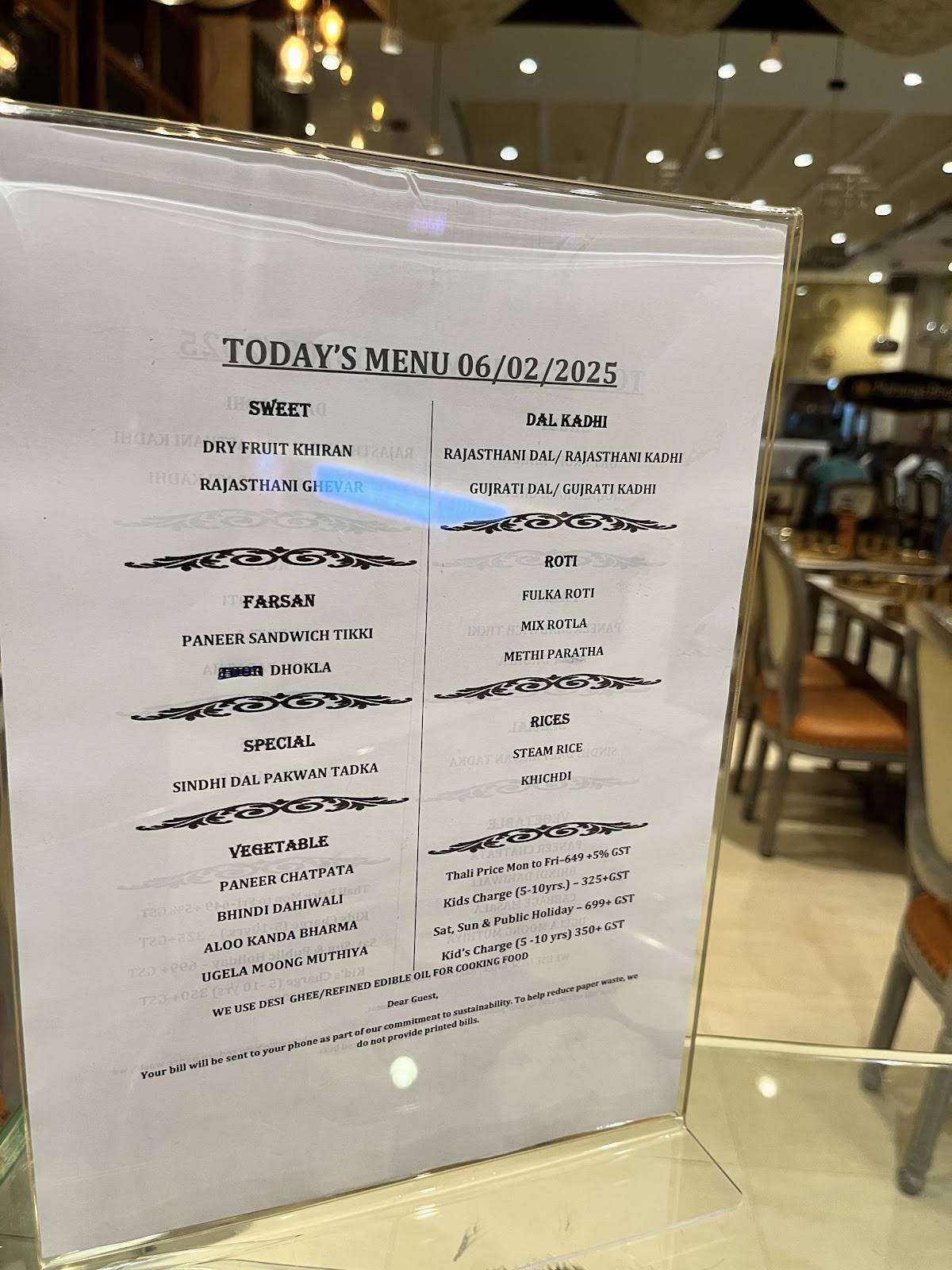 Maharaja Bhog Premium Veg Thali menu