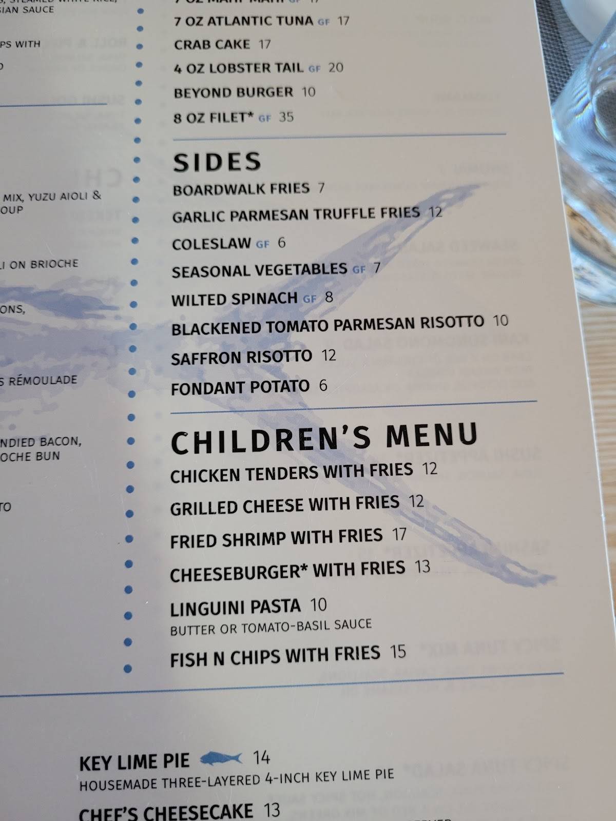 Menu at Mahi's restaurant, Virginia Beach