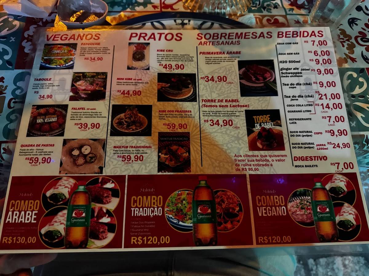 Maktub Comida árabe artesanal cardápio