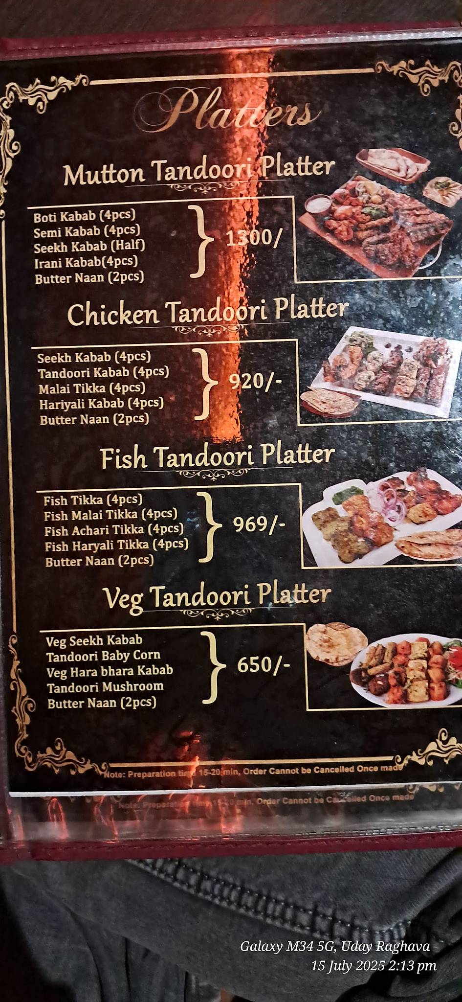 Malik Lotus Restaurant menu