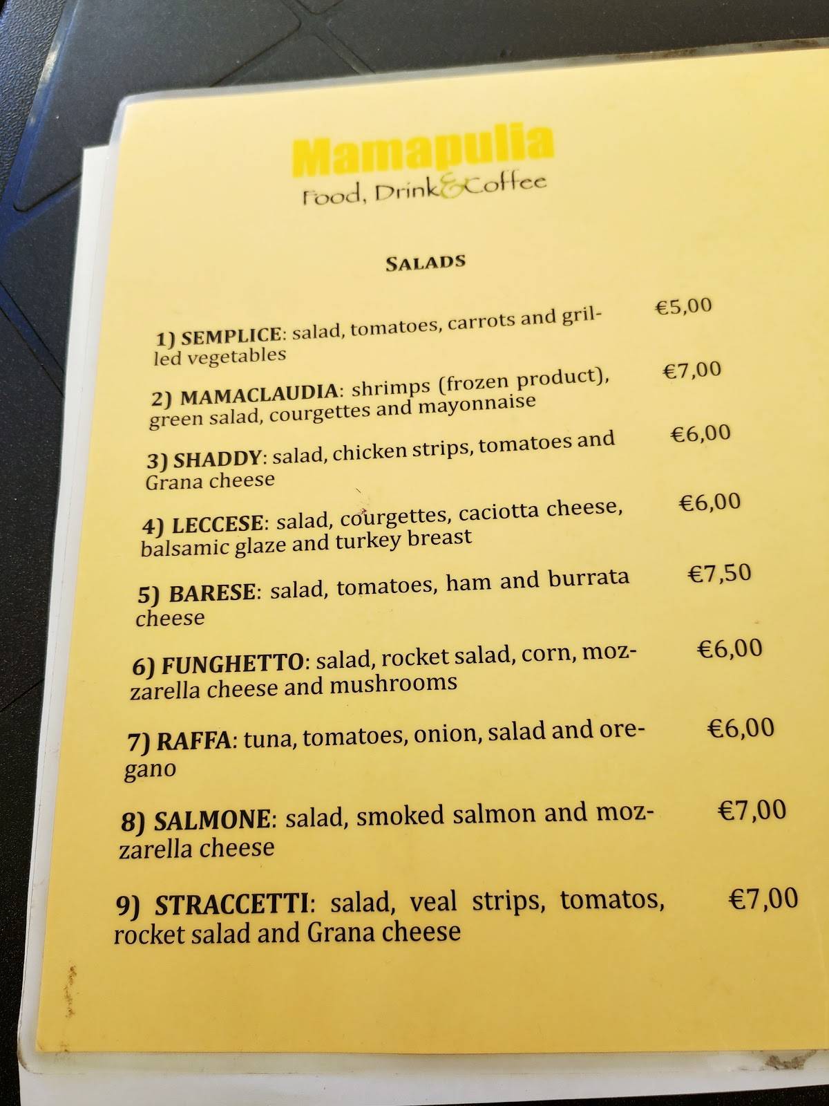 Menu di Mamapulia 