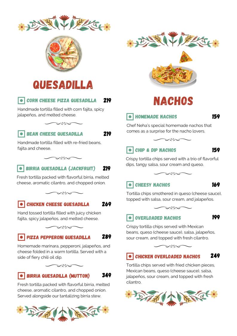 Mamma Taco - Jaipur's First Authentic Mexican Restaurant menu