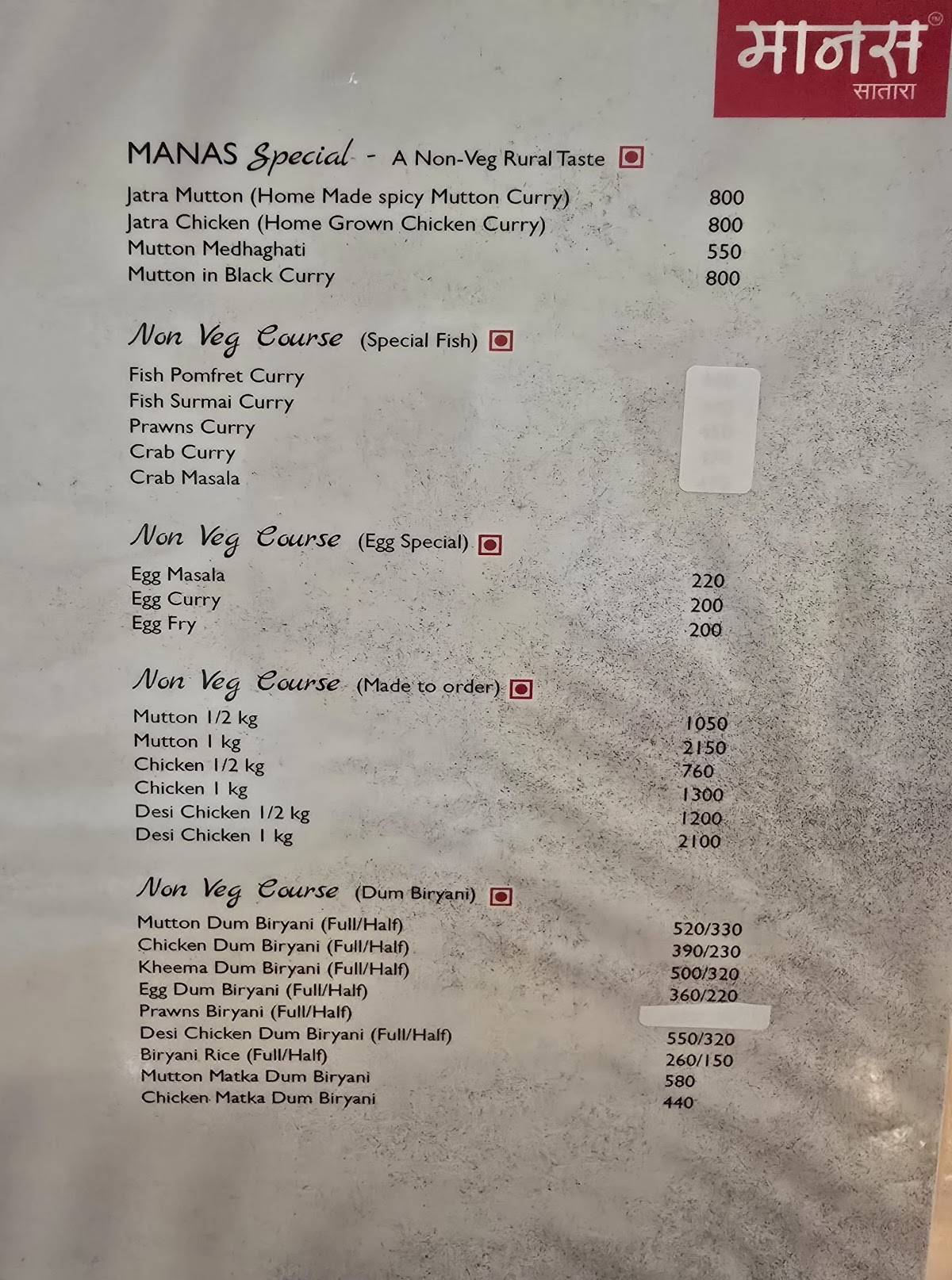 Manas Resto Lounge menu