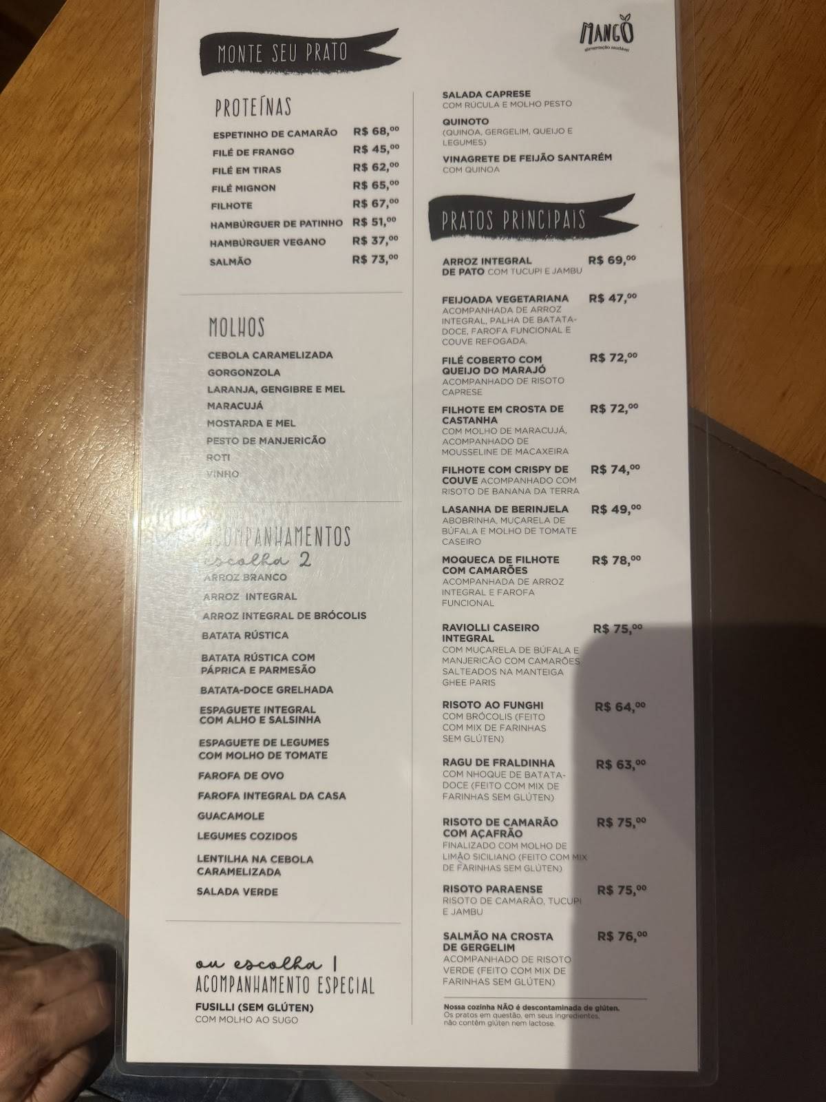 Mango Alimentação Saudável cardápio